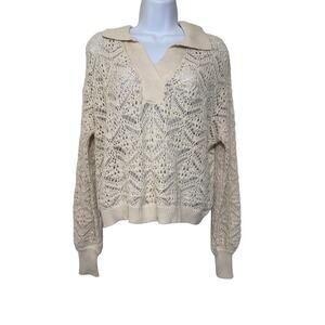 Freshman 1996 Crochet Knit Sweater M Coastal Grandma Boho Chic Cotton Blend